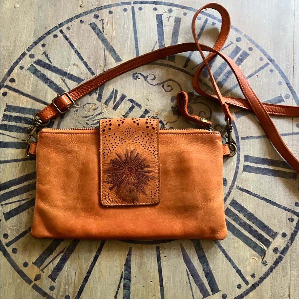 Orange Crossbody Bag with Sunburst Detailing